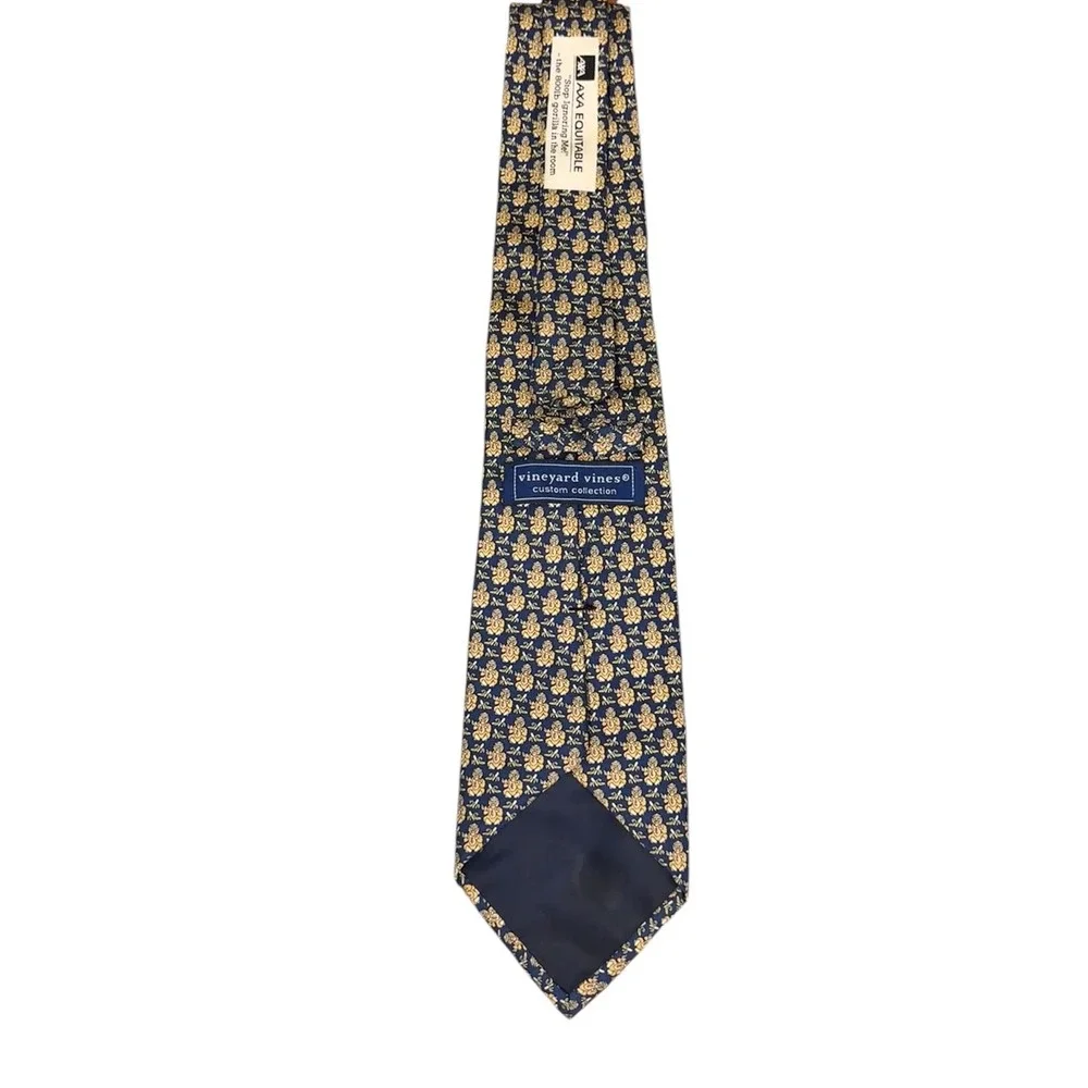 Vineyard Vines Custom Collection AXA Equitable Gorilla Banana Silk Tie Navy